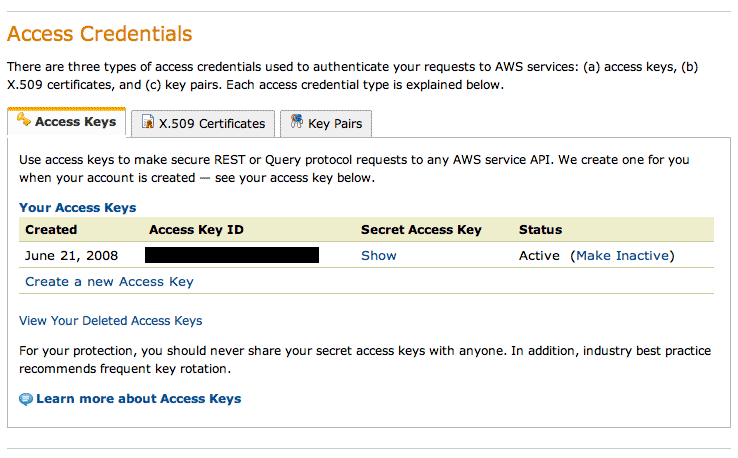 Manage S3 credentials